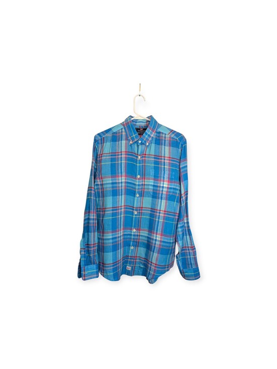 Vineyard Vines Other - Vineyard Vines Murray Shirt Linen Plaid Blue Slim Fit Men's Medium Button Up